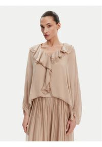 ViCOLO Bluzka TD0019 Beżowy Oversize. Kolor: beżowy. Materiał: jedwab, wiskoza #1
