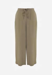 Renee - Zielone Spodnie Wide Leg High Waist z Wiskozy Terilinae. Okazja: na co dzień. Stan: podwyższony. Kolor: zielony. Materiał: wiskoza. Wzór: haft. Styl: casual #3