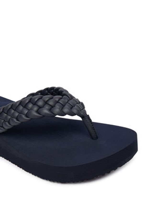 TOMMY HILFIGER - Tommy Hilfiger Japonki Th Wedge Cornrow Beach Sandal FW0FW09037 Granatowy. Kolor: niebieski. Materiał: skóra