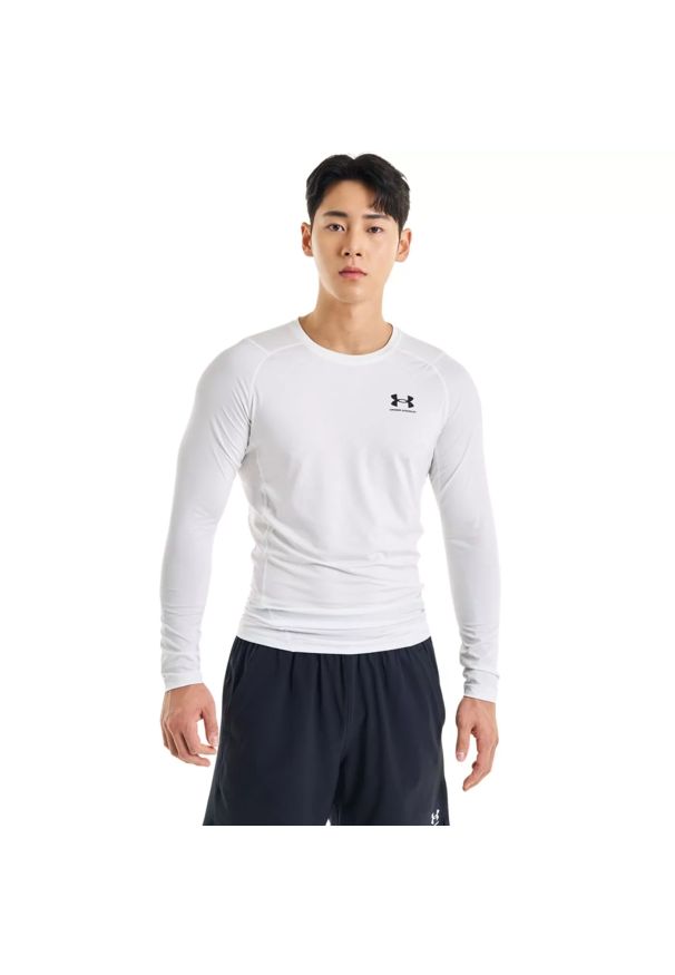 Under Armour - Longsleeve treningowy męski UNDER ARMOUR UA HG ARMOUR COMP LS. Kolor: biały. Materiał: tkanina, materiał. Długość rękawa: długi rękaw
