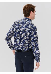 Pako Lorente - PAKO LORENTE – Granatowa koszula męska w kwiaty. Kolor: niebieski. Materiał: bawełna, elastan. Długość rękawa: długi rękaw. Długość: długie. Wzór: kwiaty #4
