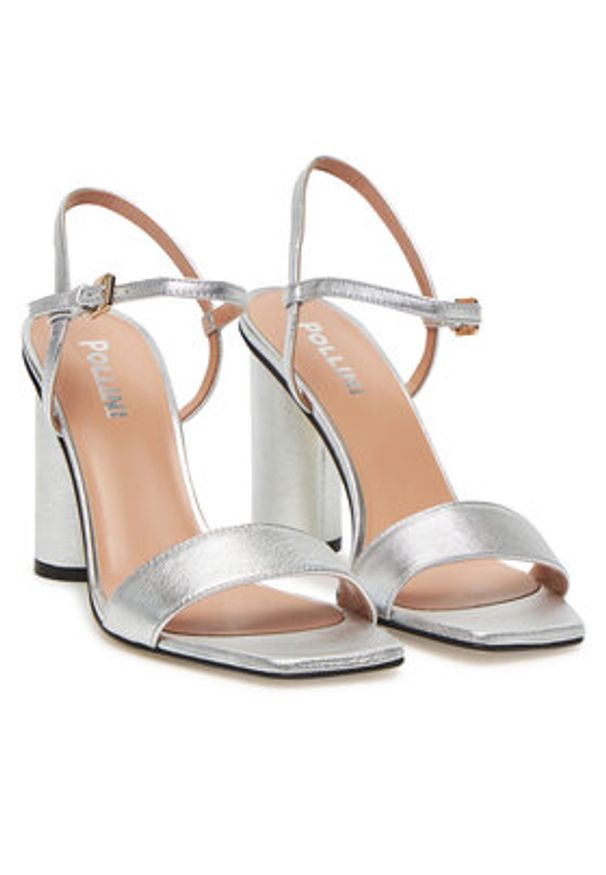 Pollini Sandały SA16328C0MTH0902 Srebrny. Kolor: srebrny. Materiał: skóra
