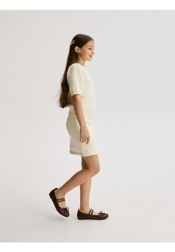 Reserved - Dzianinowa spódnica - złamana biel. Materiał: dzianina