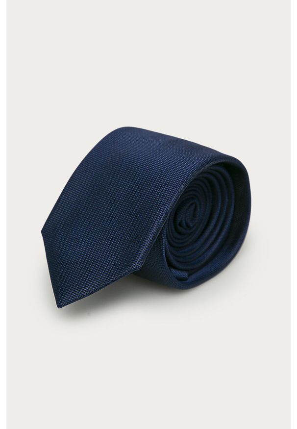 Calvin Klein - Krawat. Kolor: niebieski. Materiał: tkanina. Wzór: gładki