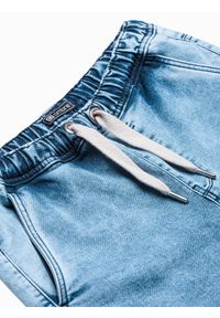Ombre Clothing - Krótkie spodenki męskie jeansowe W219 - jasny jeans - L. Materiał: jeans. Długość: krótkie. Wzór: aplikacja #2