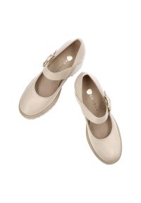 Beżowe Półbuty Armodo Damskie Obuwie Ze Skóry Naturalnej. Okazja: do pracy, na co dzień. Zapięcie: klamry. Kolor: beżowy. Materiał: skóra. Wzór: gładki. Obcas: na obcasie. Styl: elegancki, klasyczny, casual. Wysokość obcasa: średni #3