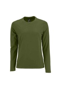 SOL'S - Damska Koszulka Z Długim Rękawem Imperial. Kolor: zielony. Długość rękawa: długi rękaw. Długość: długie. Sport: turystyka piesza #1