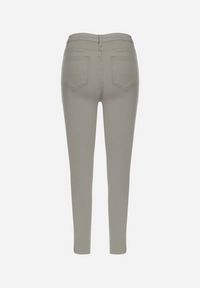 Born2be - Ciemnobeżowe Jeansy Skinny na Guziki Arru. Stan: podwyższony. Kolor: zielony