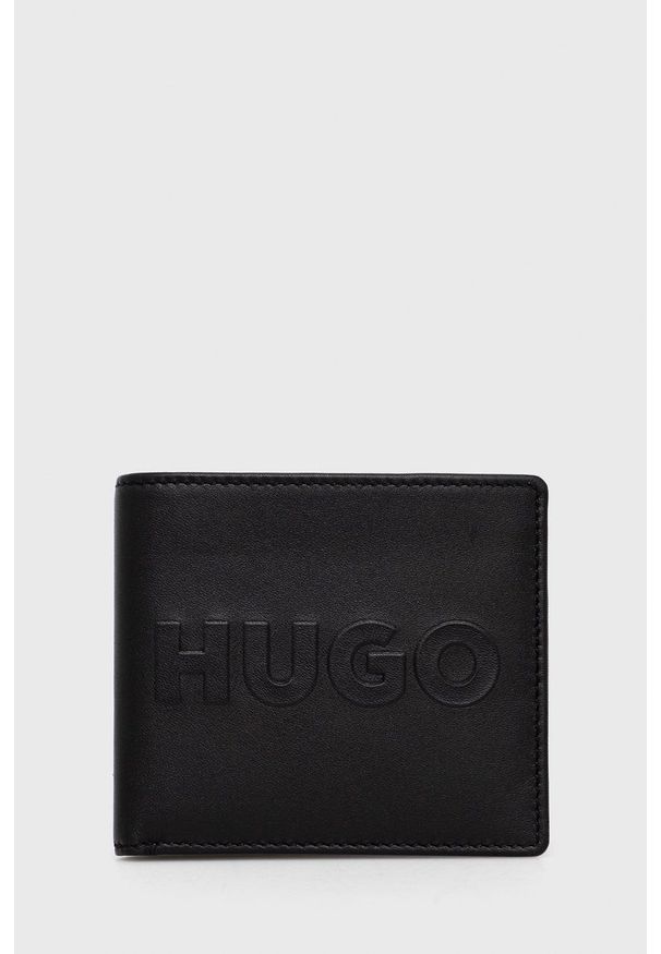 Hugo - HUGO portfel skórzany 50470732 męski kolor czarny. Kolor: czarny. Materiał: skóra. Wzór: gładki