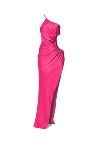 AGGI - Różowa sukienka maxi Miracle. Kolor: różowy, wielokolorowy, fioletowy. Materiał: materiał. Długość rękawa: na ramiączkach. Typ sukienki: dopasowane, asymetryczne. Długość: maxi #2
