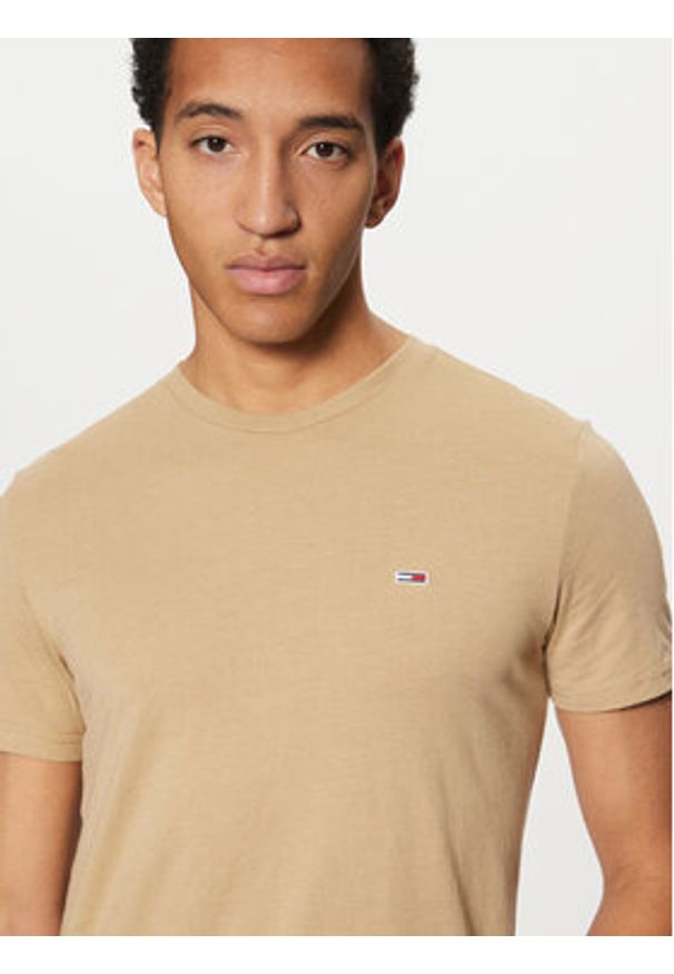 Tommy Jeans T-Shirt Jaspe DM0DM20363 Beżowy Slim Fit. Kolor: beżowy. Materiał: bawełna