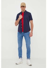 Polo Ralph Lauren koszula bawełniana męska kolor granatowy regular z kołnierzykiem button-down. Okazja: na co dzień. Typ kołnierza: button down, polo. Kolor: niebieski. Materiał: bawełna. Długość rękawa: krótki rękaw. Długość: krótkie. Wzór: aplikacja. Styl: casual #4