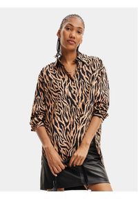 Desigual Bluzka 23WWBW35 Brązowy Regular Fit. Kolor: brązowy. Materiał: wiskoza