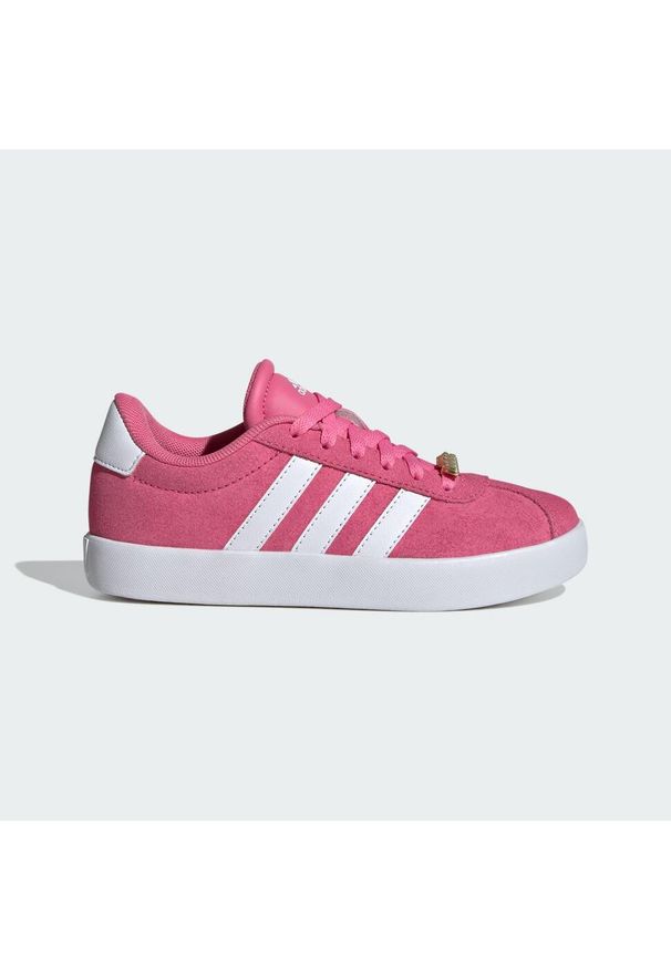 Adidas - Buty VL Court 3.0 Kids. Kolor: biały, wielokolorowy, różowy, szary. Materiał: zamsz, materiał