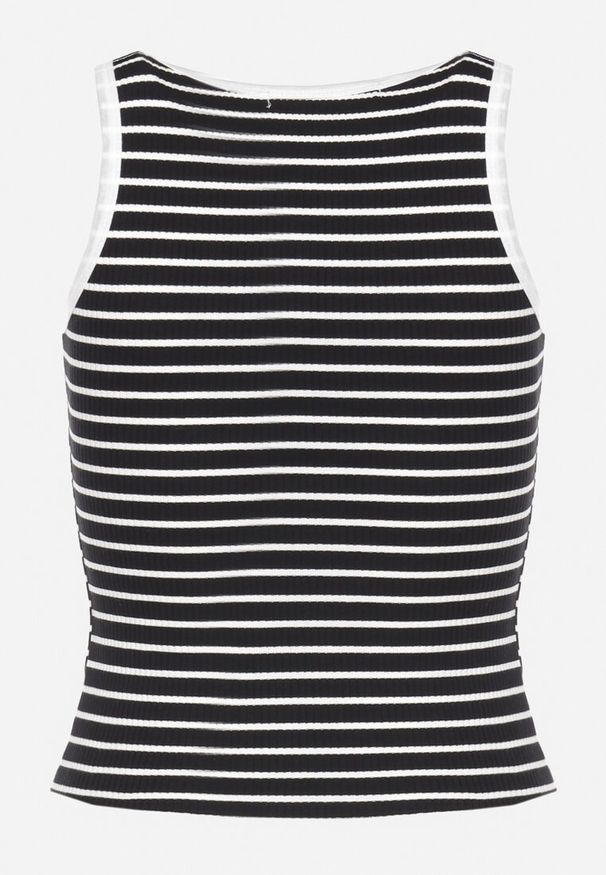 Born2be - Czarno-Biały Klasyczny Elastyczny Top z Bawełny w Paski Oglea. Kolor: czarny. Materiał: bawełna. Wzór: paski. Sezon: lato. Styl: klasyczny