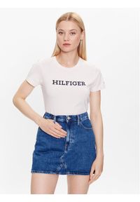 TOMMY HILFIGER - Tommy Hilfiger T-Shirt WW0WW38872 Écru Slim Fit. Materiał: bawełna