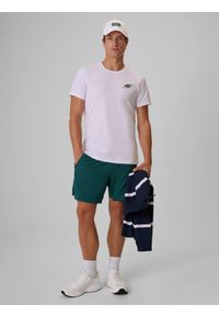 4f - 4F T-shirt slim gładki męski - biały XXL. Okazja: na co dzień. Kolor: biały. Materiał: bawełna, elastan, materiał, dzianina. Wzór: gładki. Styl: casual, sportowy, klasyczny #2