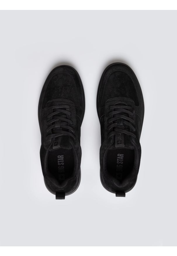 Big-Star - Sneakersy męskie ze skóry naturalnej zamszowej czarne OO174012 906. Okazja: na co dzień. Nosek buta: okrągły. Kolor: czarny. Materiał: skóra, zamsz
