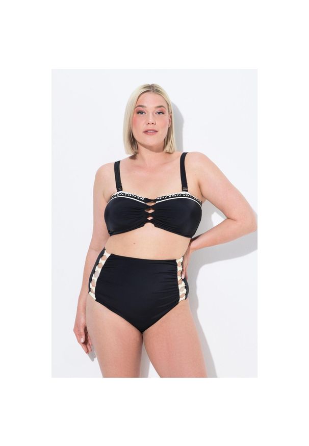 ULLA POPKEN - Damskie Bikini wstążki miękkie miseczki regulowane ramiączka wysoki stan. Stan: podwyższony. Kolekcja: plus size. Kolor: czarny. Materiał: poliester, materiał, elastan, poliamid