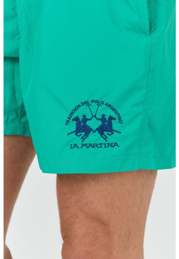 La Martina - LA MARTINA Zielone męskie kąpielówki, Rozmiar XL. Kolor: zielony. Materiał: nylon