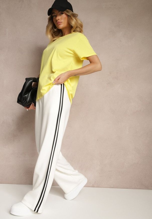 Renee - Żółty Bawełniany Basicowy T-shirt Lorseli. Okazja: na co dzień. Kolor: żółty. Materiał: bawełna. Styl: klasyczny, elegancki, casual