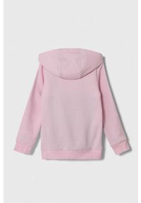 Adidas - adidas bluza dziecięca kolor różowy z kapturem wzorzysta. Typ kołnierza: kaptur. Kolor: różowy. Materiał: poliester, materiał, dzianina #3