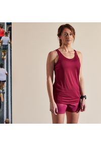 KIPRUN - Koszulka do biegania bez rękawów damska Kiprun Care Bra. Kolor: fioletowy. Materiał: materiał. Długość rękawa: bez rękawów