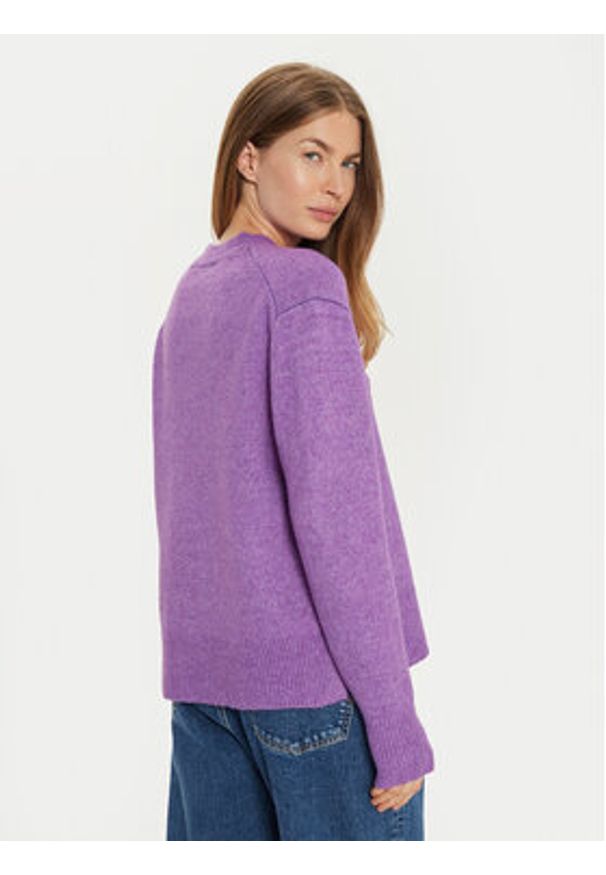 Brave Soul Sweter LK-248CARRY Fioletowy Regular Fit. Kolor: fioletowy. Materiał: syntetyk