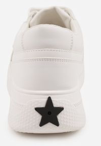 Renee - Białe Sneakersy Basic VICES na Platformie z Trójkątnym Zdobieniem Mellinata. Kolor: biały. Materiał: koronka. Wzór: aplikacja. Obcas: na platformie #9