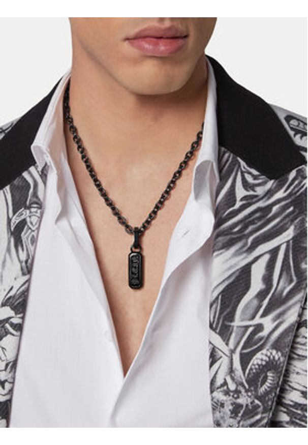 Philipp Plein - PHILIPP PLEIN Naszyjnik Gothic Tag PJTEA09NU Srebrny. Materiał: metalowe. Kolor: srebrny