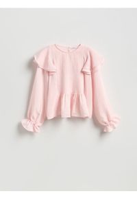 Reserved - Bluzka z modalem - brzoskwiniowy. Kolor: pomarańczowy. Materiał: tkanina #1