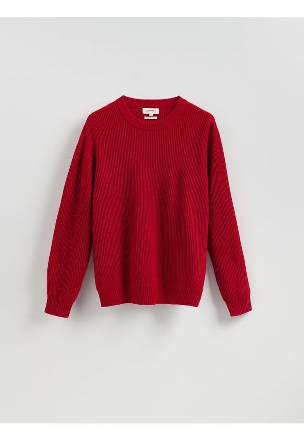 Reserved - Sweter z wełną - czerwony. Kolor: czerwony. Materiał: wełna
