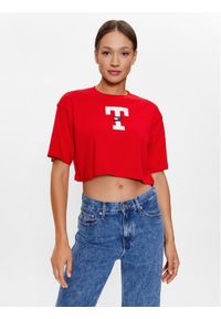Tommy Jeans T-Shirt DW0DW16167 Czerwony Oversize. Kolor: czerwony. Materiał: bawełna