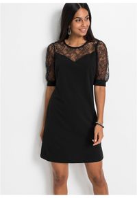 bonprix - Sukienka mini. Kolor: czarny. Materiał: koronka. Styl: elegancki. Długość: mini #1