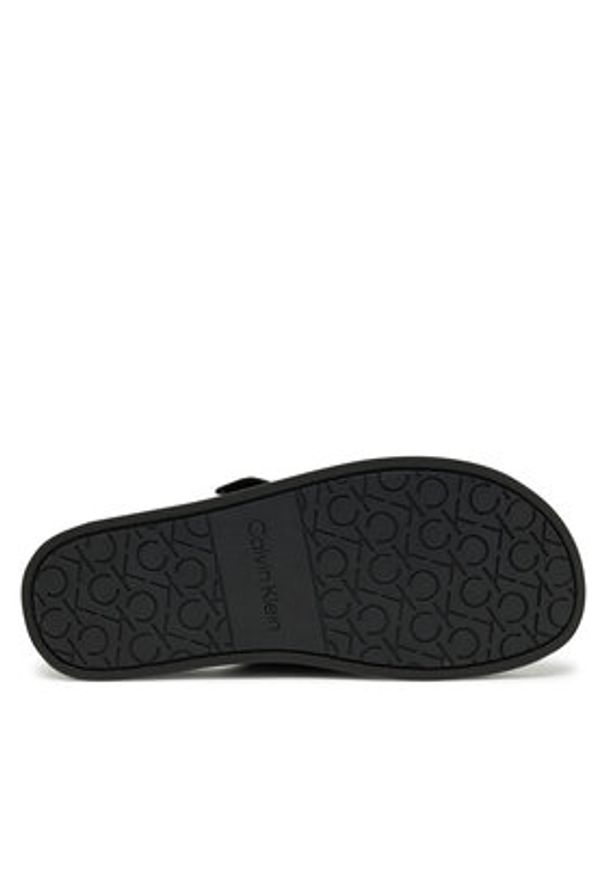 Calvin Klein Sandały Flat Adj Slide Eyelet HW0HW02489 Czarny. Kolor: czarny. Materiał: skóra