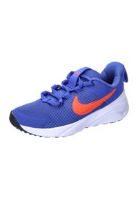 Buty Nike Star Runner 4 niebieskie dziecięce sneakersy. Okazja: na co dzień. Kolor: wielokolorowy, niebieski, biały, pomarańczowy. Materiał: guma. Sport: bieganie #1