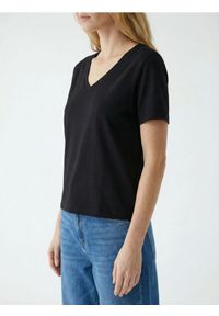 Sinsay - Bawełniana koszulka z gęstego splotu Interlock - czarny. Kolor: czarny. Materiał: bawełna. Wzór: ze splotem