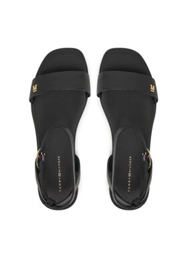 TOMMY HILFIGER - Tommy Hilfiger Sandały Ankle Strap Leather Sandal FW0FW08422 Czarny. Kolor: czarny. Materiał: skóra