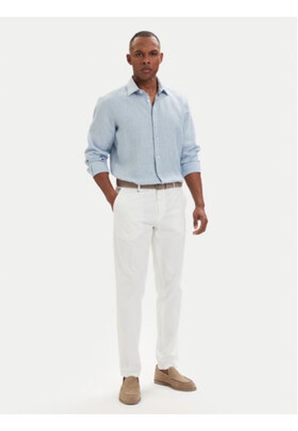 Hugo - HUGO Koszula Valerio 50562694 Niebieski jasny Modern Fit. Kolor: niebieski. Materiał: len
