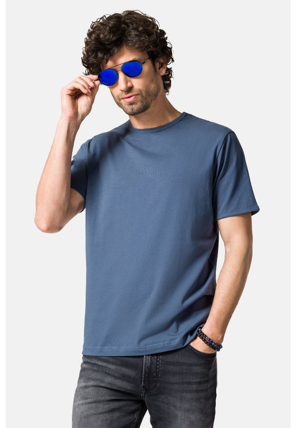 Lancerto - Koszulka Ciemnoniebieska z Bawełną Steph. Kolor: niebieski. Materiał: bawełna, elastan