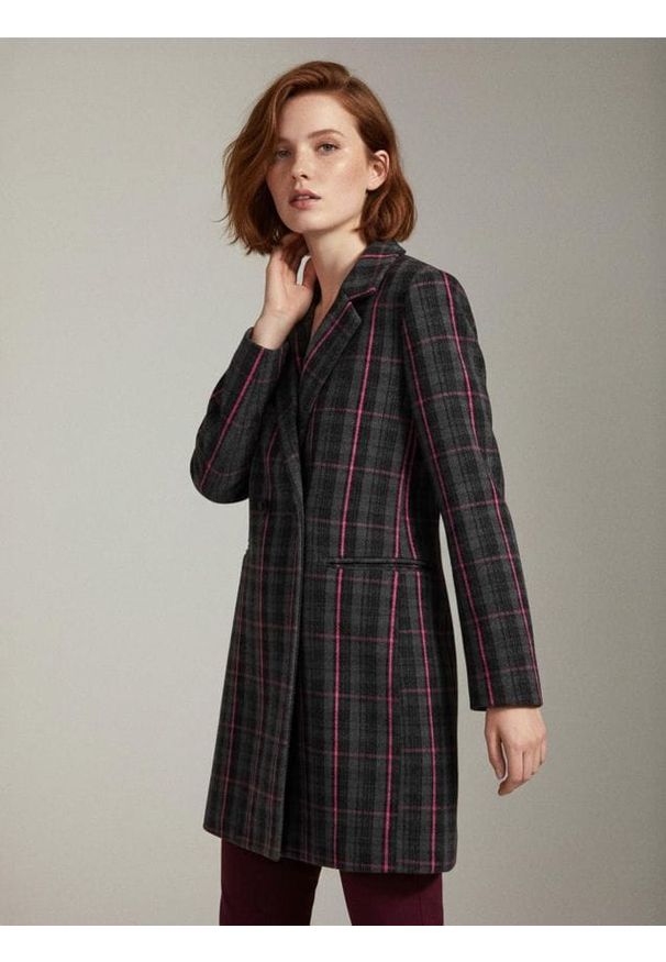 Sinsay - Długi płaszcz w kratę - wielobarwny. Długość: długie