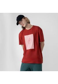 outhorn - T-shirt z nadrukiem damski - czerwony. Okazja: na co dzień. Kolor: czerwony. Materiał: bawełna, jersey. Wzór: nadruk. Styl: casual, klasyczny #4
