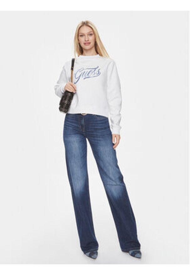 Guess Bluza Cn Stones Logo W4RQ14 KB681 Biały Relaxed Fit. Kolor: biały. Materiał: bawełna
