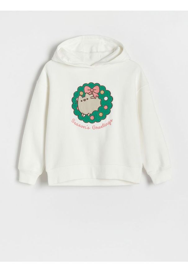 Reserved - Świąteczna bluza Pusheen - złamana biel. Materiał: bawełna. Styl: wizytowy