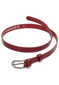 Czerwony Skórzany Pasek Damski Armodo. Kolor: czerwony. Materiał: skóra #4