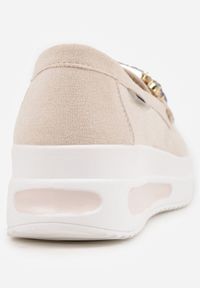 Born2be - Beżowe Mokasyny na Grubej Podeszwie z Przeszyciami i Kolorowymi Kryształkami Iaria. Kolor: beżowy. Materiał: jeans, satyna. Wzór: kolorowy. Styl: elegancki, klasyczny #5