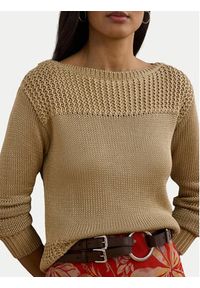 Lauren Ralph Lauren - LAUREN RALPH LAUREN Sweter 200909317005 Beżowy Relaxed Fit. Kolor: beżowy. Materiał: wiskoza, bawełna #3