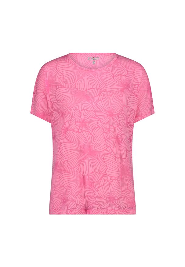 Damska koszulka w kwiaty CMP. Kolor: różowy. Materiał: bawełna. Wzór: kwiaty. Sport: kolarstwo