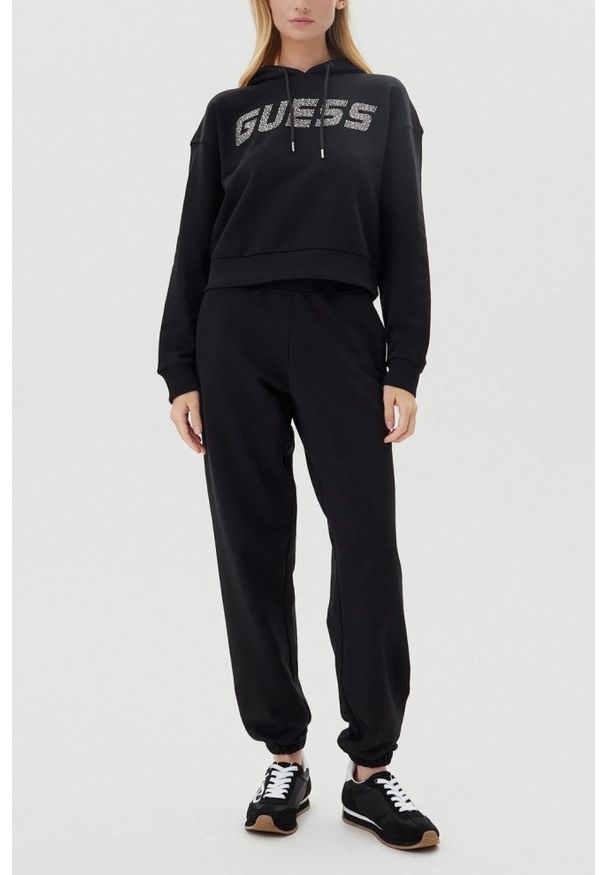 Guess - GUESS Сzarna bluza damska z cyrkoniami Primula, Rozmiar L. Kolor: czarny