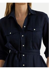 Lauren Ralph Lauren - LAUREN RALPH LAUREN Sukienka koszulowa 200P13684002 Granatowy Regular Fit. Kolor: niebieski. Materiał: len. Typ sukienki: koszulowe #4